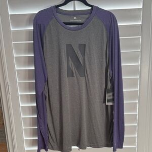 Colosseum Men's Gray and Purple Raglan Long Sleeve Tee